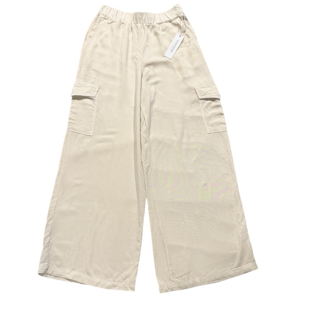 Stateside Pants Womens Size S Cream Elastic Lightweight Pull On High Waisted